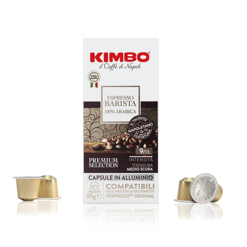 caffè Kimbo 10 capsule in Alluminio compatibili Nespresso* miscela Espresso Barista 100% Arabica